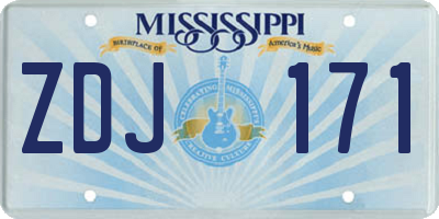 MS license plate ZDJ171