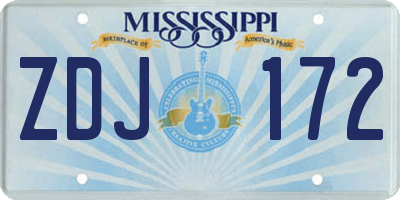 MS license plate ZDJ172