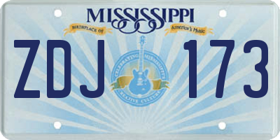 MS license plate ZDJ173