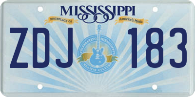 MS license plate ZDJ183