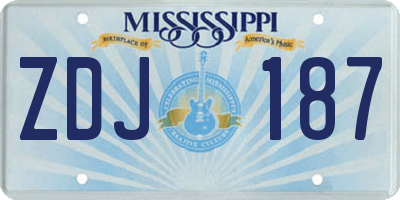 MS license plate ZDJ187
