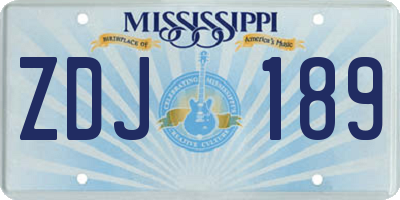 MS license plate ZDJ189