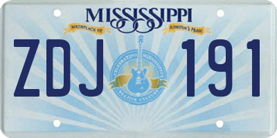 MS license plate ZDJ191
