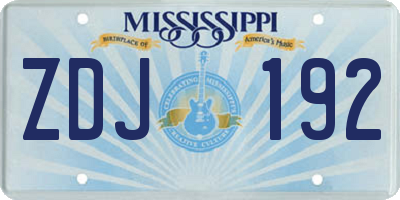 MS license plate ZDJ192