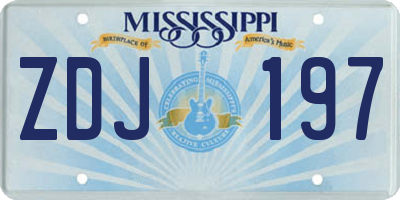 MS license plate ZDJ197