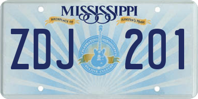 MS license plate ZDJ201