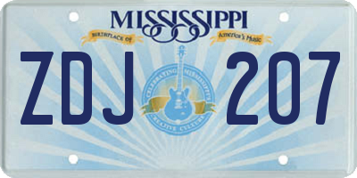 MS license plate ZDJ207