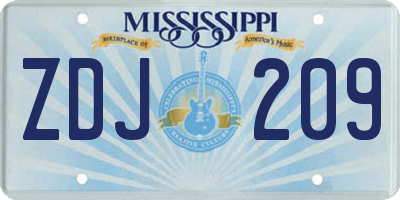 MS license plate ZDJ209
