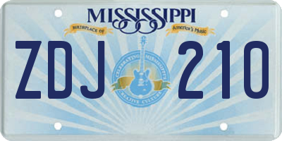MS license plate ZDJ210