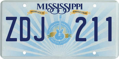 MS license plate ZDJ211