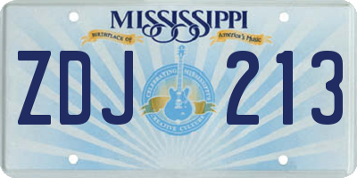 MS license plate ZDJ213