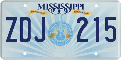 MS license plate ZDJ215