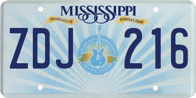 MS license plate ZDJ216