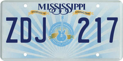 MS license plate ZDJ217