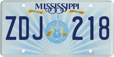 MS license plate ZDJ218