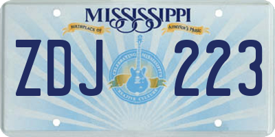 MS license plate ZDJ223