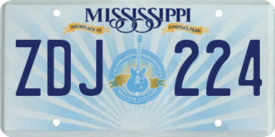 MS license plate ZDJ224