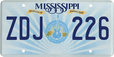 MS license plate ZDJ226