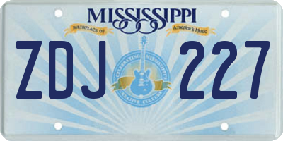 MS license plate ZDJ227