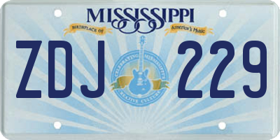 MS license plate ZDJ229