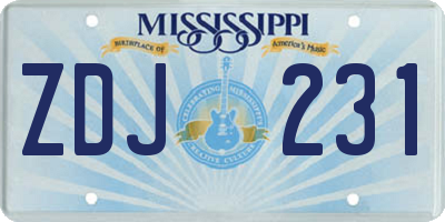 MS license plate ZDJ231