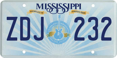 MS license plate ZDJ232