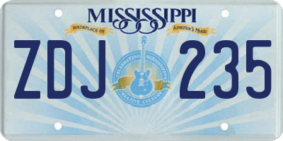 MS license plate ZDJ235