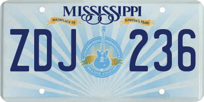 MS license plate ZDJ236
