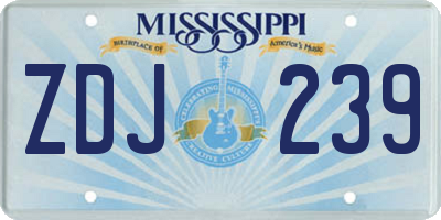 MS license plate ZDJ239