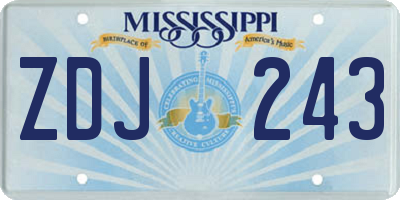 MS license plate ZDJ243