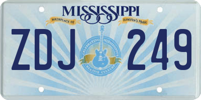 MS license plate ZDJ249