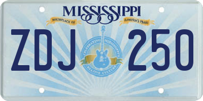 MS license plate ZDJ250