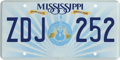 MS license plate ZDJ252
