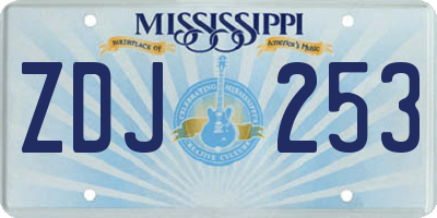 MS license plate ZDJ253
