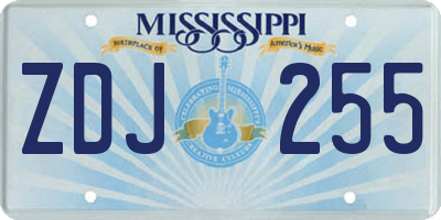 MS license plate ZDJ255