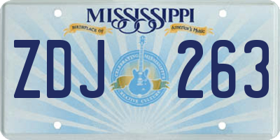 MS license plate ZDJ263