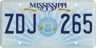 MS license plate ZDJ265