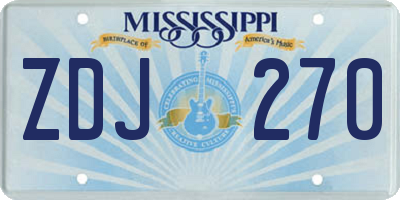 MS license plate ZDJ270