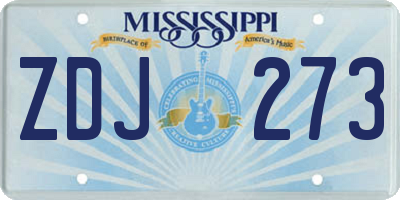 MS license plate ZDJ273