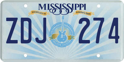 MS license plate ZDJ274