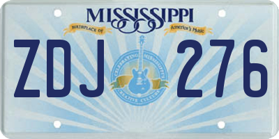 MS license plate ZDJ276