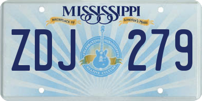 MS license plate ZDJ279