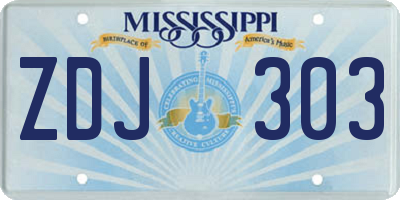 MS license plate ZDJ303
