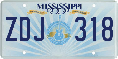 MS license plate ZDJ318