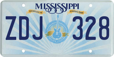 MS license plate ZDJ328