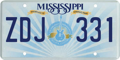 MS license plate ZDJ331
