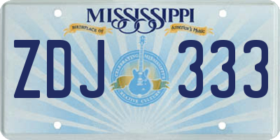 MS license plate ZDJ333