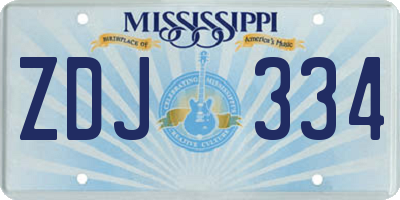 MS license plate ZDJ334