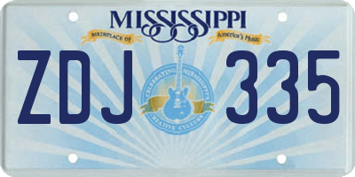 MS license plate ZDJ335
