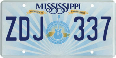 MS license plate ZDJ337